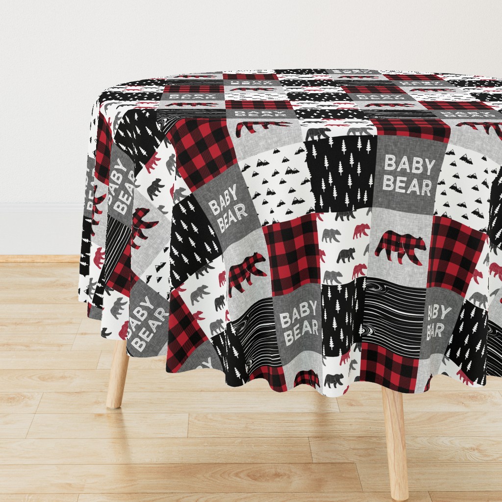 baby bear patchwork quilt top || buffalo plaid