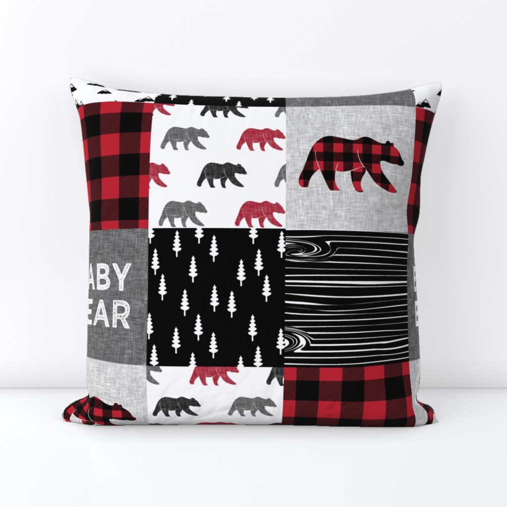 baby bear patchwork quilt top || buffalo plaid