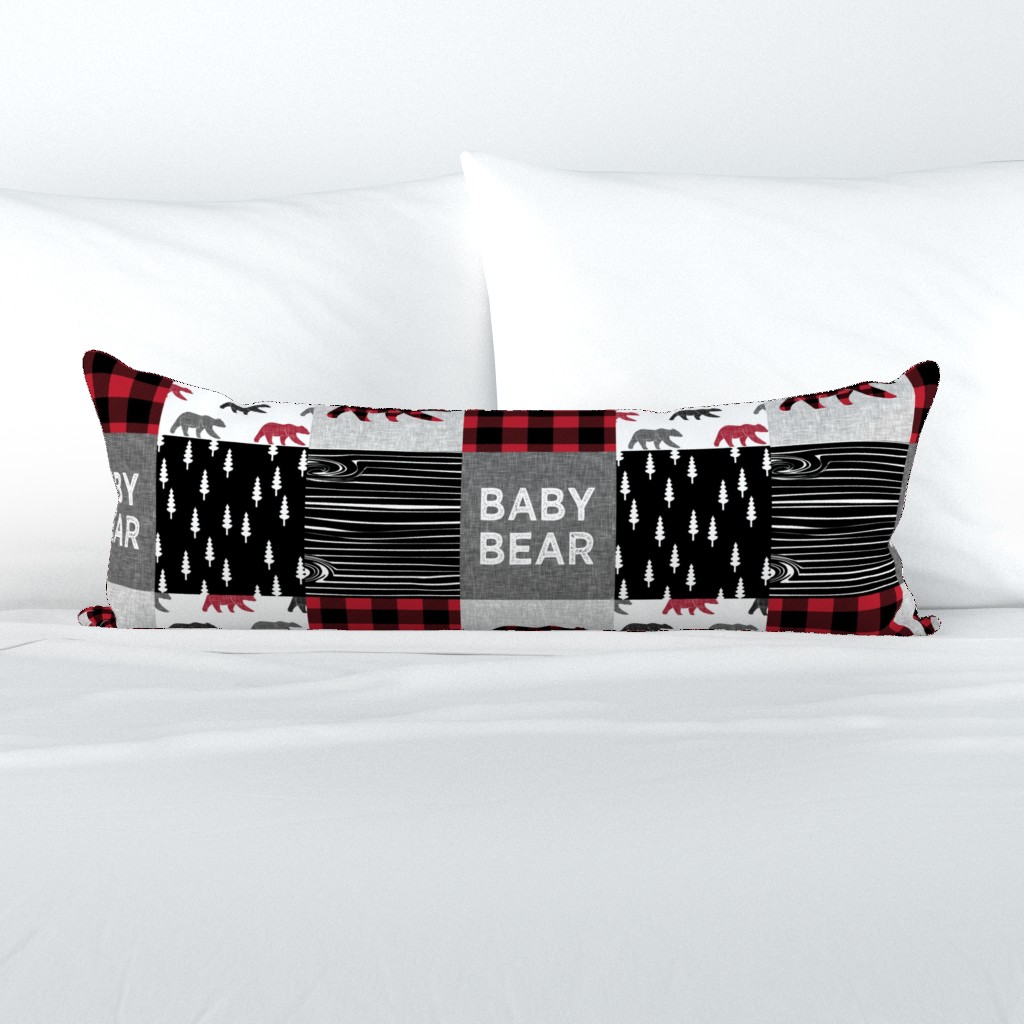 baby bear patchwork quilt top || buffalo plaid