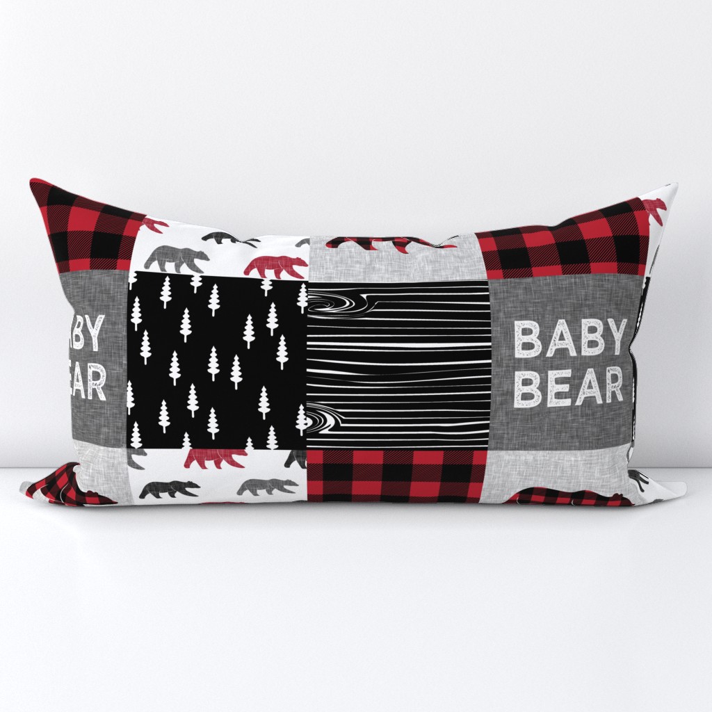 baby bear patchwork quilt top || buffalo plaid