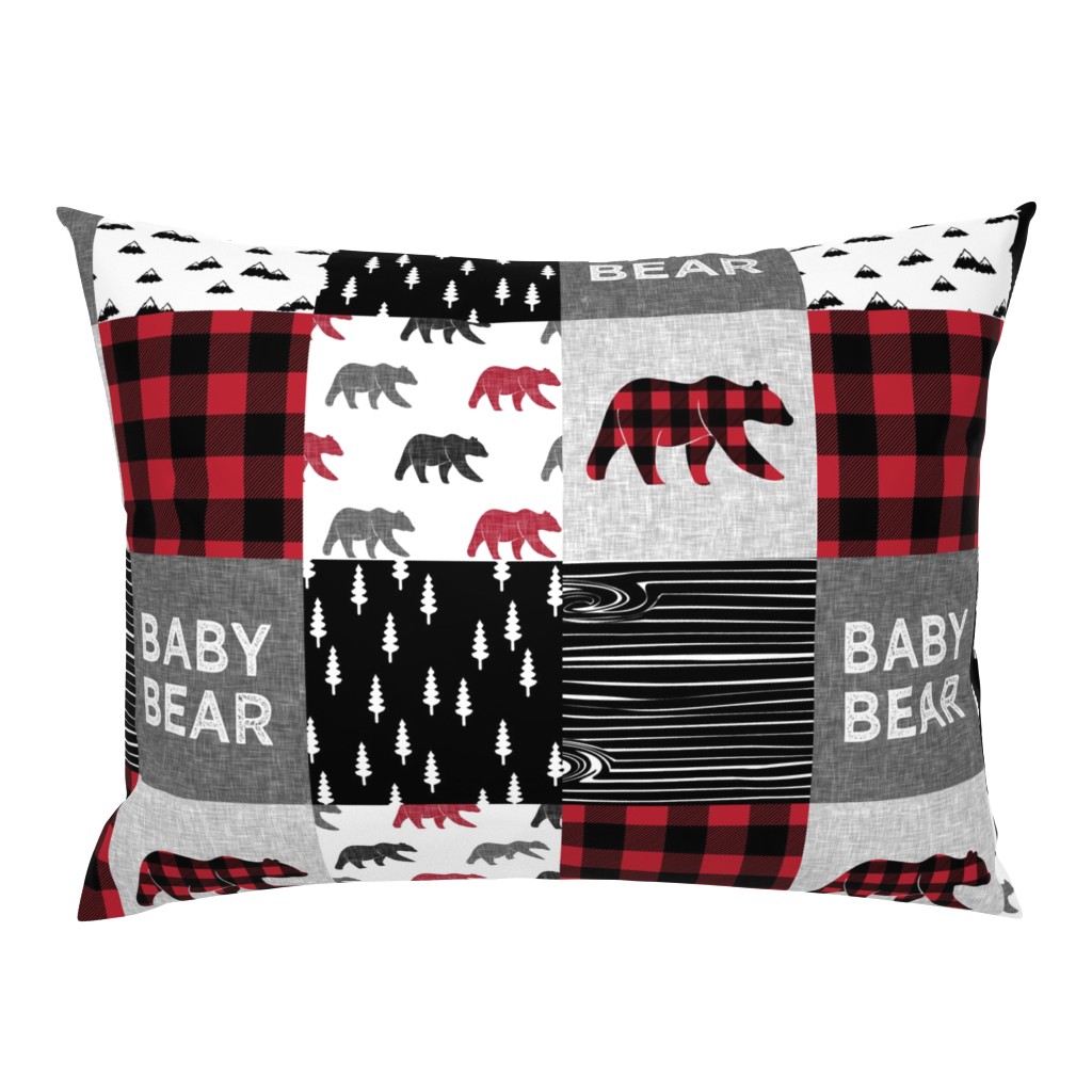 baby bear patchwork quilt top || buffalo plaid