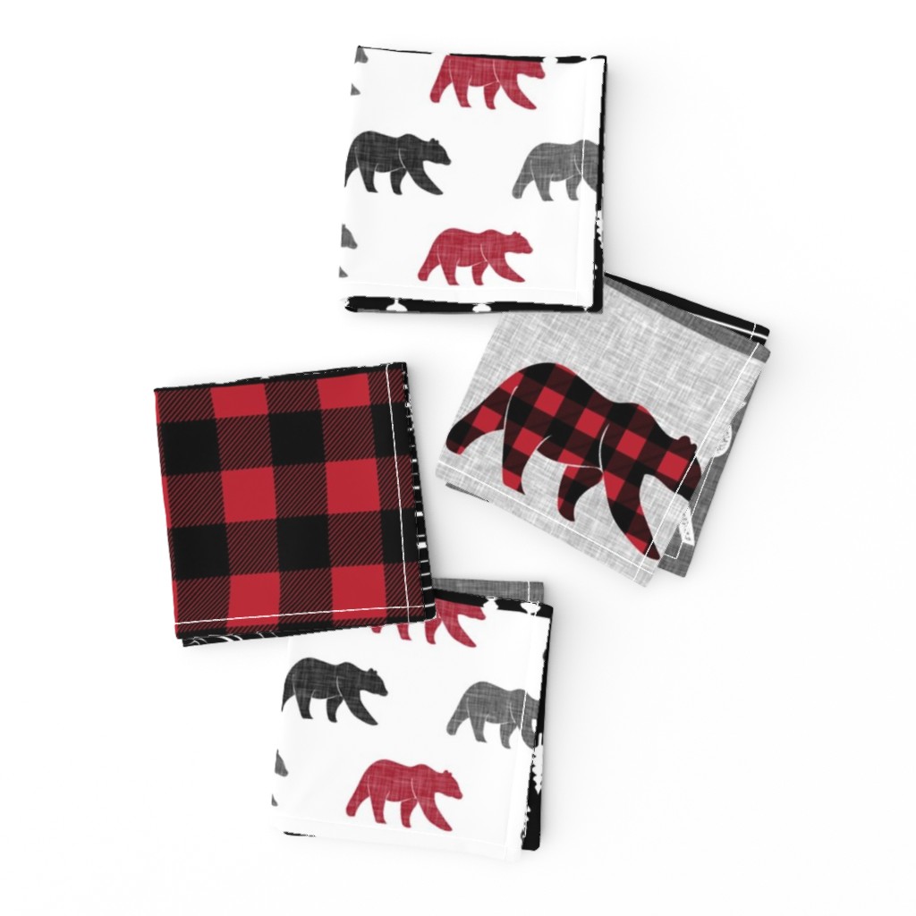 baby bear patchwork quilt top || buffalo plaid