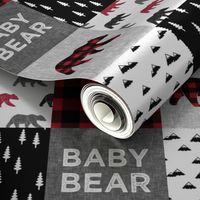 baby bear patchwork quilt top || buffalo plaid