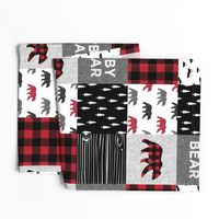 baby bear patchwork quilt top || buffalo plaid