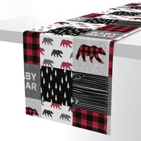 baby bear patchwork quilt top || buffalo plaid