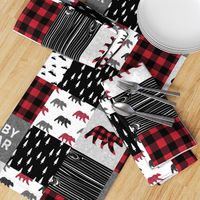 baby bear patchwork quilt top || buffalo plaid