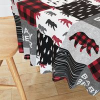 baby bear patchwork quilt top || buffalo plaid