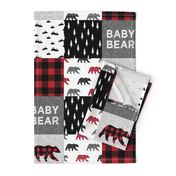 baby bear patchwork quilt top || buffalo plaid