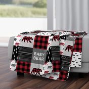 baby bear patchwork quilt top || buffalo plaid