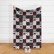 baby bear patchwork quilt top || buffalo plaid