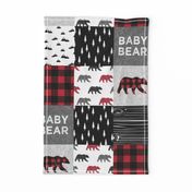 baby bear patchwork quilt top || buffalo plaid