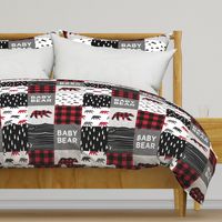 baby bear patchwork quilt top || buffalo plaid