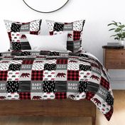 baby bear patchwork quilt top || buffalo plaid