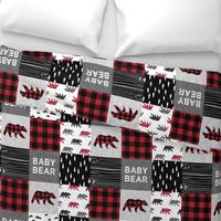 baby bear patchwork quilt top || buffalo plaid