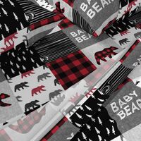 baby bear patchwork quilt top || buffalo plaid