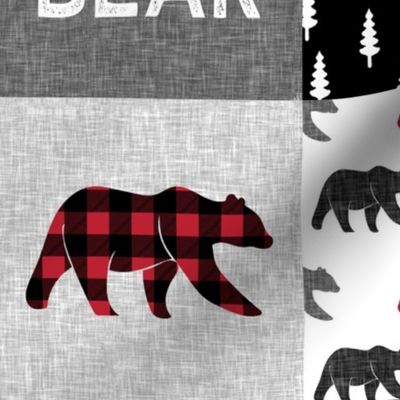 baby bear patchwork quilt top || buffalo plaid