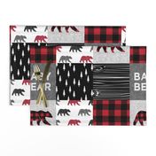 baby bear patchwork quilt top || buffalo plaid