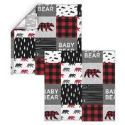 baby bear patchwork quilt top || buffalo plaid