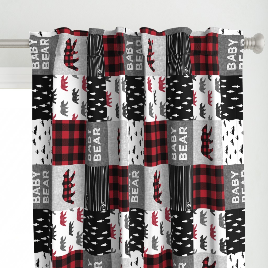 baby bear patchwork quilt top (90) || buffalo plaid