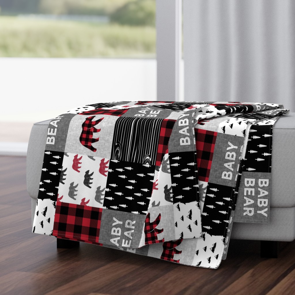 baby bear patchwork quilt top (90) || buffalo plaid