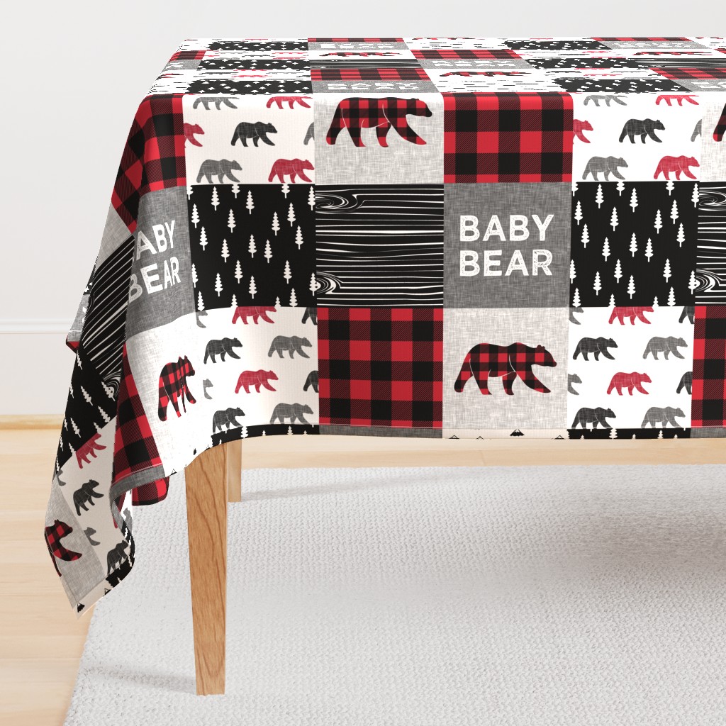 baby bear patchwork quilt top (90) || buffalo plaid