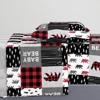 baby bear patchwork quilt top (90) || buffalo plaid