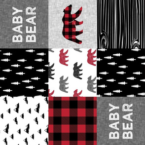 baby bear patchwork quilt top (90) || buffalo plaid