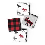 little man patchwork quilt top || moose buffalo plaid