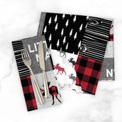 little man patchwork quilt top || moose buffalo plaid