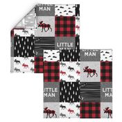 little man patchwork quilt top || moose buffalo plaid