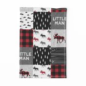 little man patchwork quilt top || moose buffalo plaid