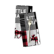 little man patchwork quilt top || moose buffalo plaid