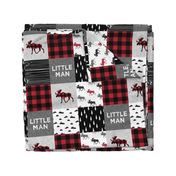 little man patchwork quilt top || moose buffalo plaid