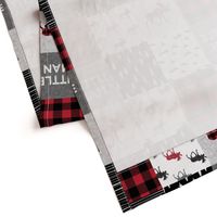 little man patchwork quilt top || moose buffalo plaid