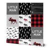 little man patchwork quilt top || moose buffalo plaid