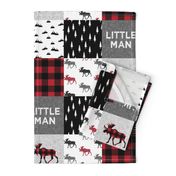 little man patchwork quilt top || moose buffalo plaid