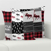 little man patchwork quilt top || moose buffalo plaid