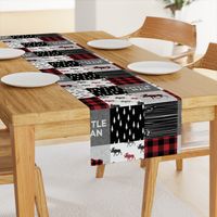 little man patchwork quilt top || moose buffalo plaid