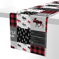 little man patchwork quilt top || moose buffalo plaid