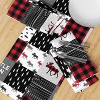 little man patchwork quilt top || moose buffalo plaid