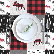 little man patchwork quilt top || moose buffalo plaid