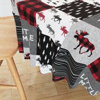 little man patchwork quilt top || moose buffalo plaid