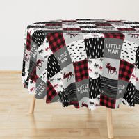 little man patchwork quilt top || moose buffalo plaid