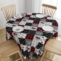 little man patchwork quilt top || moose buffalo plaid