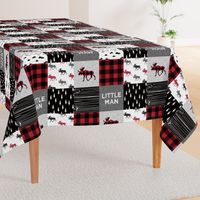 little man patchwork quilt top || moose buffalo plaid