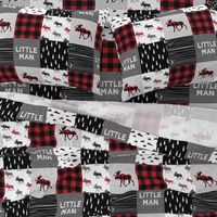 little man patchwork quilt top || moose buffalo plaid