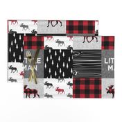 little man patchwork quilt top || moose buffalo plaid