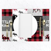 little man patchwork quilt top || moose buffalo plaid