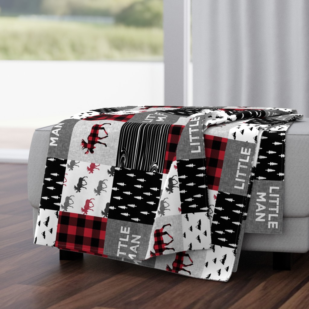 little man patchwork quilt top (90) || buffalo plaid 