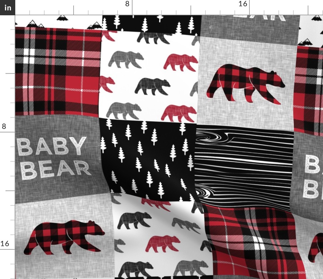 baby bear patchwork quilt top || fall plaid